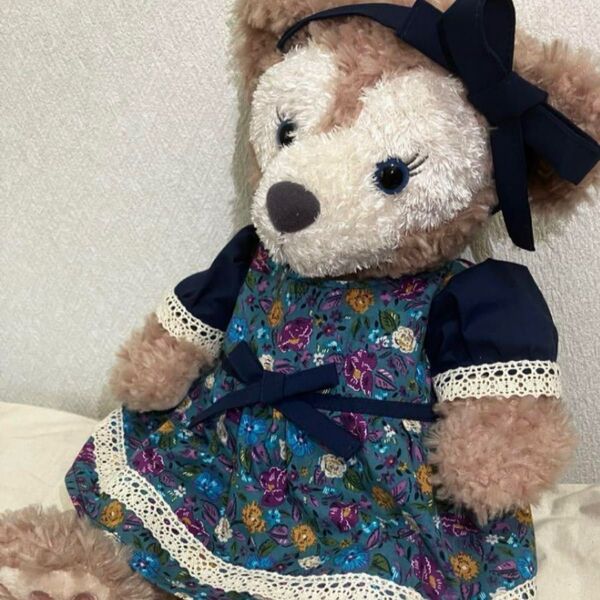 シェリーメイ ワンピース 紺色 花柄 リボン付き ハンドメイド ディズニー