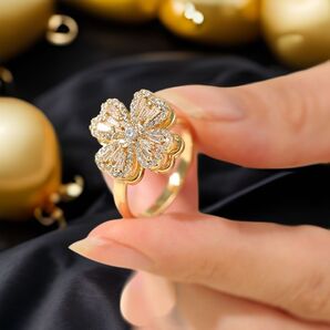 リング スピンアクセサリー フリーサイズ 指輪 アクセサリー ジュエリー ゴールドクローバー ラッキーモチーフ お守り