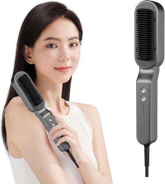 ヒートブラシ ストレートブラシ マイナスイオン 静電気防止 ストレート 回転コード 5段階温度調整 やけど防止 ブラシアイロン