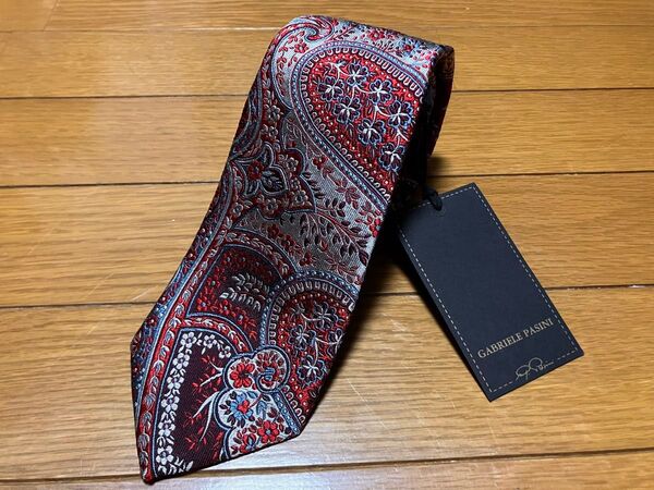 ガブリエレパジーニ ネクタイ ペイズリー レッド 新品未使用 タグ付き GABRIELE PASINI