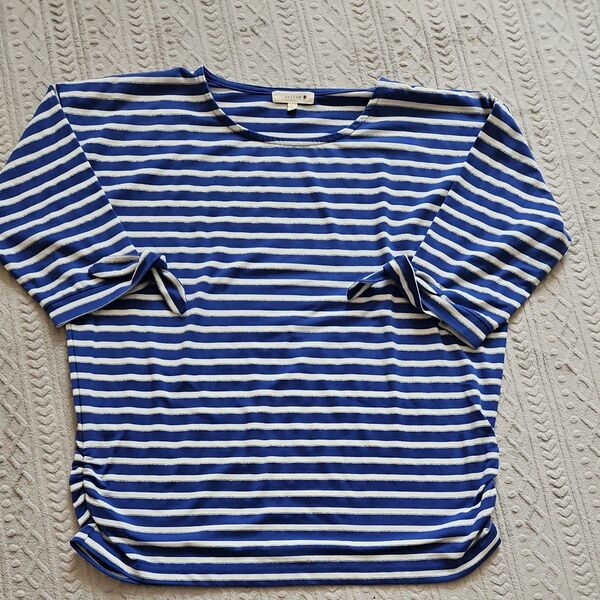 anyFAM ボーダー柄トップス 五分袖Tシャツ