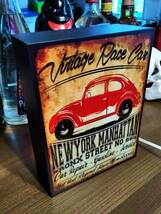 ワーゲン ビートル イラスト ビンテージ 店舗 自宅 ランプ 照明 看板 置物 アメリカン雑貨 ライトBOX Vintage Car① 電飾看板 電光看板_画像3