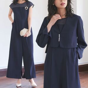 セットアップ パンツドレス ネイビー M