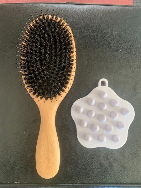 豚毛 ヘアブラシと 頭皮マッサージ ギフト2点セット
