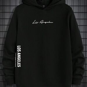 【新品未使用】 L パーカー メンズ ストリート ブラック ロサンゼルス 文字入り Los Angeles