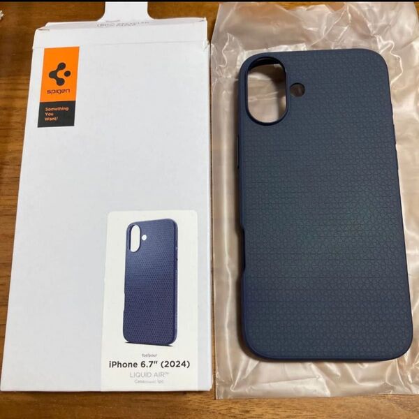 Spigen iPhone 16 Plus ケース TPU ソフト 耐衝撃 リキッド・エア ACS08067 (ネイビー・ブルー)