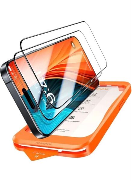 TORRAS iPhone 15 Pro Max 専用 ガラスフィルム 全面保護 強化極細黒縁 2枚 GlassGo Ultra