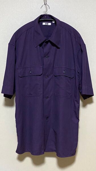 UNIQLO パープル 半袖ワークシャツ ユニクロU UNIQLOU