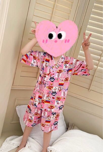 アンパンマン 子供甚平 120cmキッズ 涼しい素材