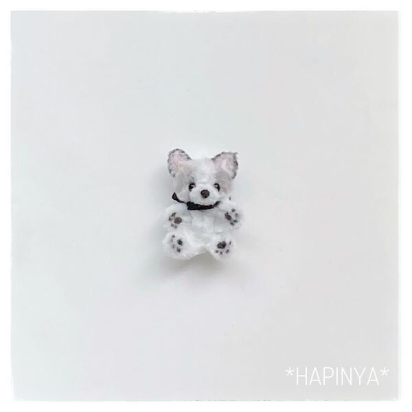 モールアート ウルフドッグの子犬 ハンドメイドミニチュアぬいぐるみ No.045