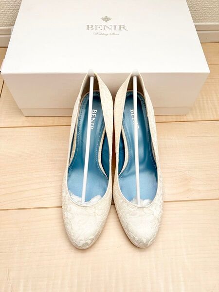 B10 美品 ベニル Benir ウエディングシューズ ブライダルシューズ 24cm ホワイト 白 パンプス ハイヒール シューズ