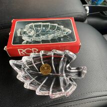 Royal Crystal Rock ロイヤルクリスタルロック　クリスタルの器　デッドストック　送料無料　イタリア製　即決です！！Leaf Plate1_画像1