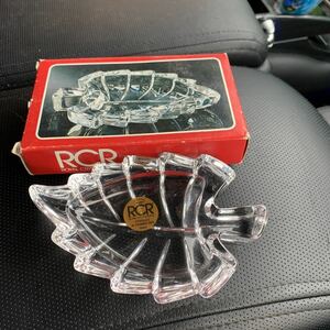 Royal Crystal Rock ロイヤルクリスタルロック　クリスタルの器　デッドストック　送料無料　イタリア製　即決です！！Leaf Plate2