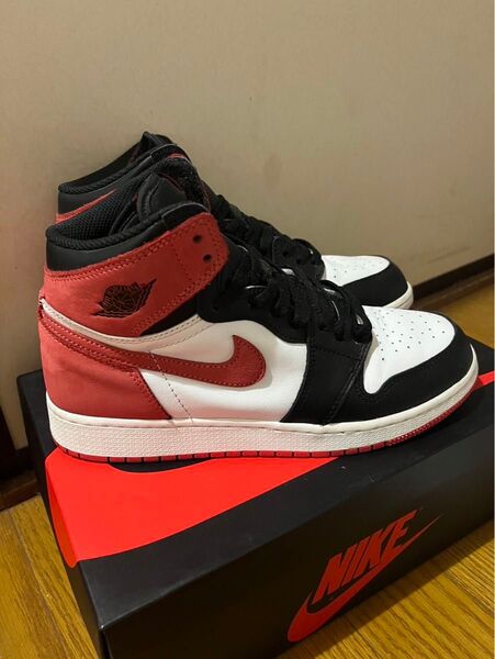 NIKE AIR JORDAN 1 hi retro og BG bred BLACK toe 6rings AJ1 24.5