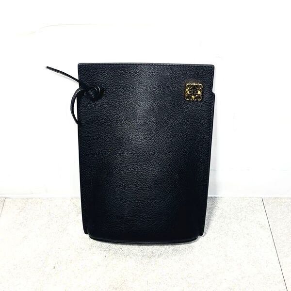LOEWE ロエベ ダイスポケット レザー ショルダーバッグ ブラック