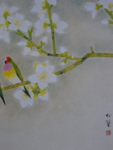 上村松篁、【春光（白桃に胡錦鳥）】、希少な額装用画集より、新品額装付、状態良好、送料込み_画像2