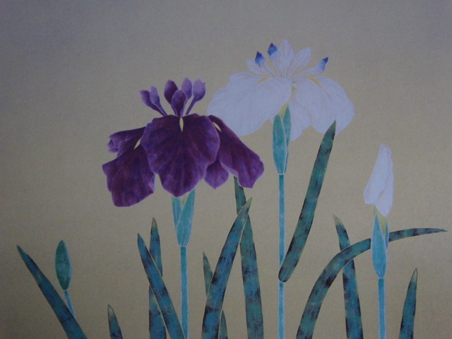 Masakuni Odabe, [Iris], Aus einer seltenen Sammlung von Rahmenkunst, Neuer Rahmen inklusive, In guter Kondition, Porto inklusive, Malerei, Ölgemälde, Natur, Landschaftsmalerei