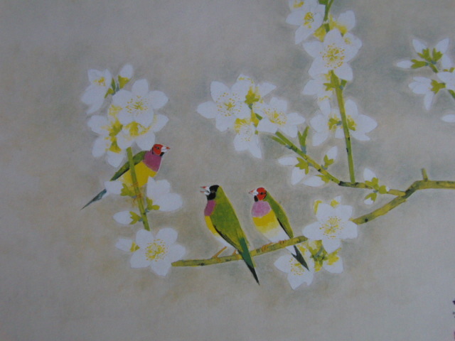 Uemura Shoko, [Frühlingslicht (Weißer Pfirsich und Süßbrustvogel)], Aus einer seltenen Sammlung von Rahmenkunst, Neuer Rahmen inklusive, In guter Kondition, Porto inklusive, Malerei, Ölgemälde, Natur, Landschaftsmalerei