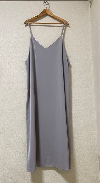 シルバーグレーキャミワンピース 大きいサイズ XXL マキシ丈ロング