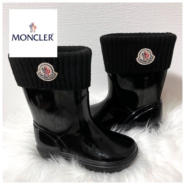 モンクレール MONCLER ロゴワッペン キッズ レインブーツ ブラック