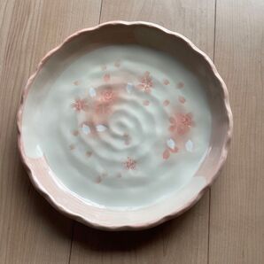 千代 桜模様 波形皿 大皿
