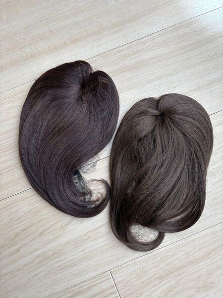 ヘアピース2点セット トップピース ブラウン系 部分ウィッグ