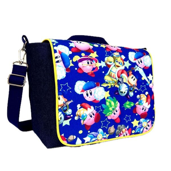 カービィ*ショルダーバッグ*リュック兼用*デニム*キルト裏地*Switchバッグ*通園バッグ