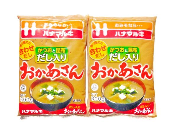 花まるき おかあさん 米みそ 800g×2 かつおと昆布だし入り 業務用 大容量