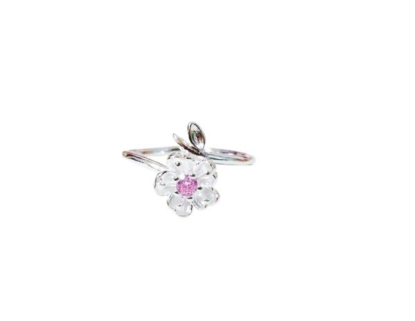 ピンクの輝きが美しい桜のリング 指輪 アクセサリー シルバー925 金属アレルギー対策