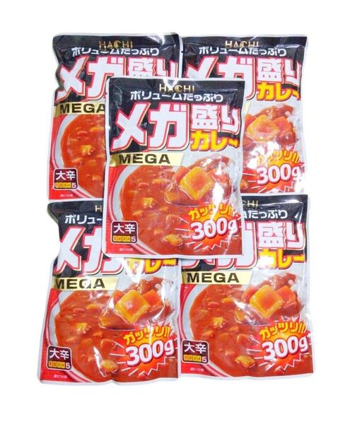 ハチ食品 ボリュームたっぷりメガ盛りカレー300g 大辛 5袋セット MEGA レトルトカレー ハチ食品