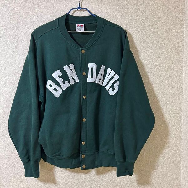 【BenDivas】スウェットスタジャン ダークグリーン Lサイズ ジャケット ストリート 90s 裏起毛