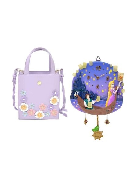 ディズニー ラプンツェル&フリンライダー パスカル 時計 Light&Clock 掛け時計 ショルダーバッグ