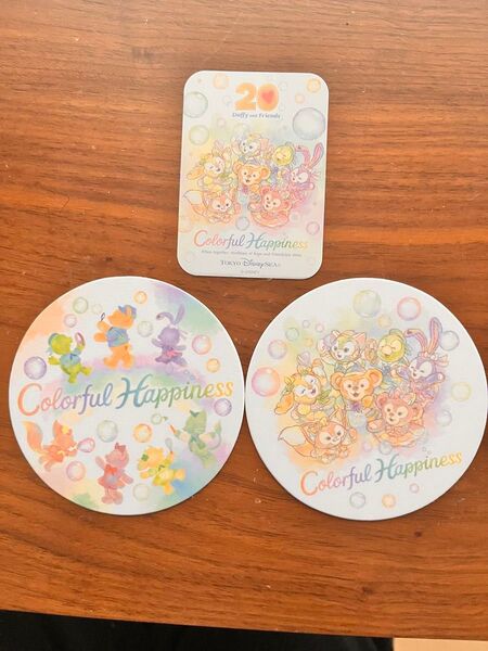 ディズニーシー ダッフィー 20周年 カラフルハピネス コースター シール