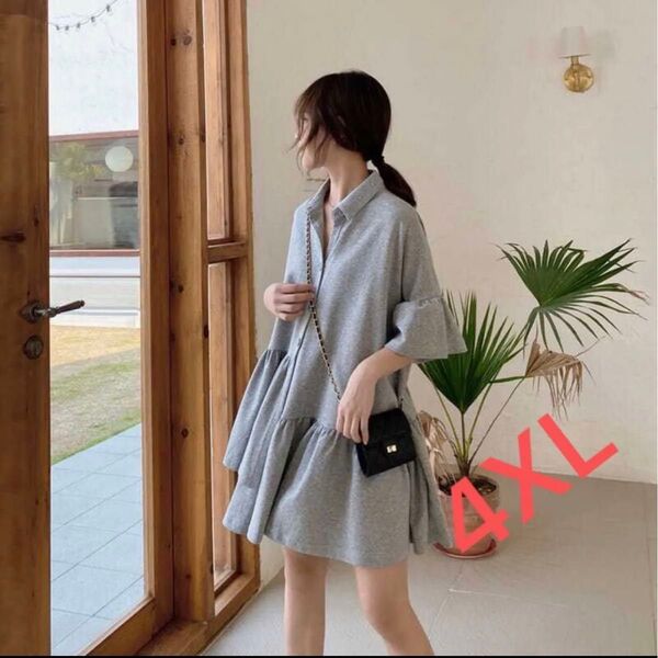 ワンピース 半袖 無地 夏 POLOネック 膝上丈 レディース LWGA019