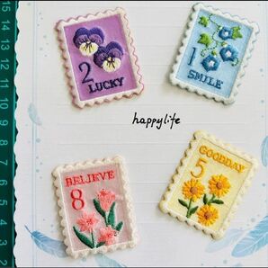 お花刺繍アイロンワッペンシールタイプ