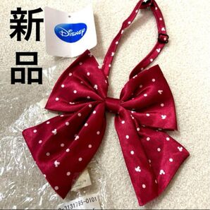 【新品】希少Disney ミッキー×ドット柄 制服リボン ピンク ローズリボン