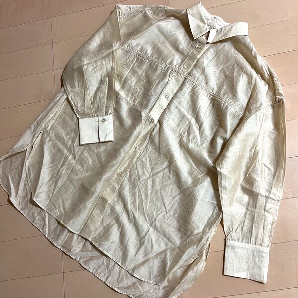 ViS ビス オーバーサイズシャツ シアーシャツ トップス ベージュ系 フリーサイズ 長袖シャツ