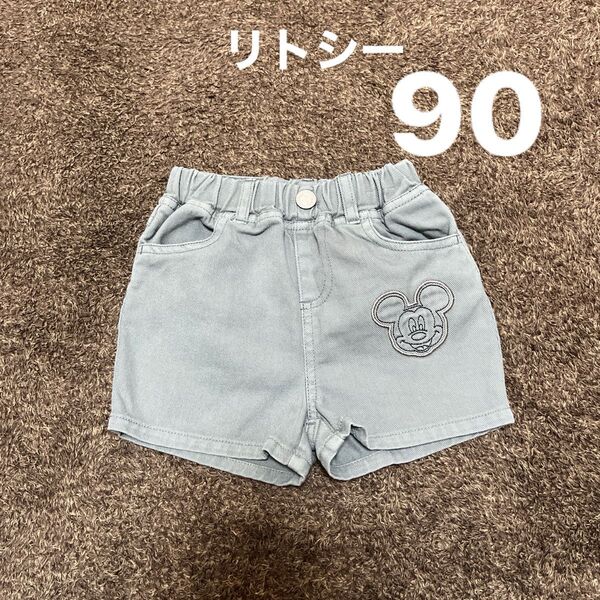 美品 リトシー ミッキー 90サイズ デニムショートパンツ 短パン ズボン 夏服 ベビー 男の子