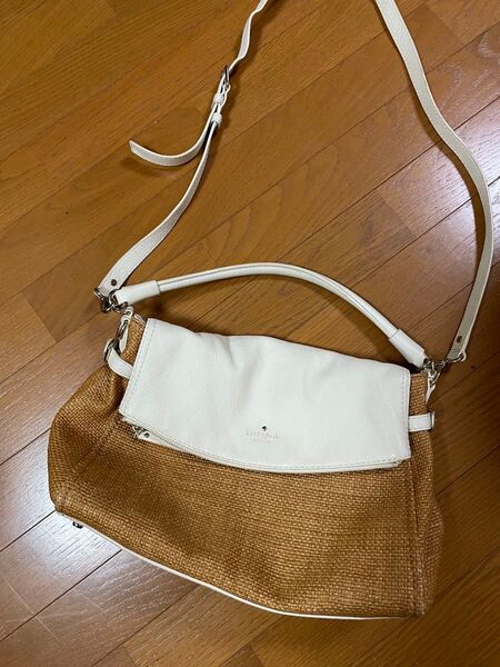 美品 kate spade new york ショルダーバッグ ホワイト/ブラウン