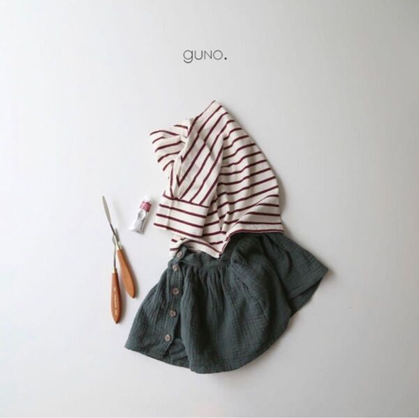 guno.グノ*キッズ*ボーダーTシャツ*ボルドー*S(100)
