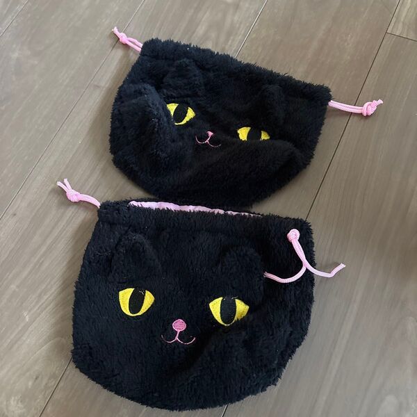 猫 巾着 2個 巾着 フェイス巾着 巾着袋 ポーチ