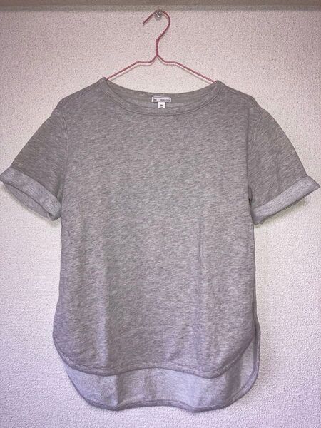 GAP 半袖Tシャツ グレー XS レディース ラウンドヘムロールアップ袖