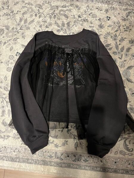 長袖 トップス スウェット レディース M レース ビスチェ風