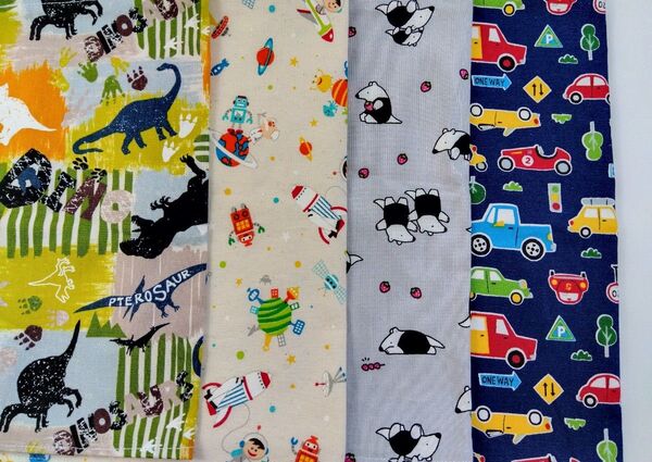 ハンドメイド 裏地なし 男の子用 ランチョンマット 4枚セット まとめ売り