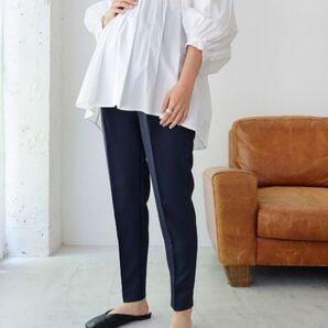 【試着のみ】マタニティ きれいめツイルテーパードパンツ