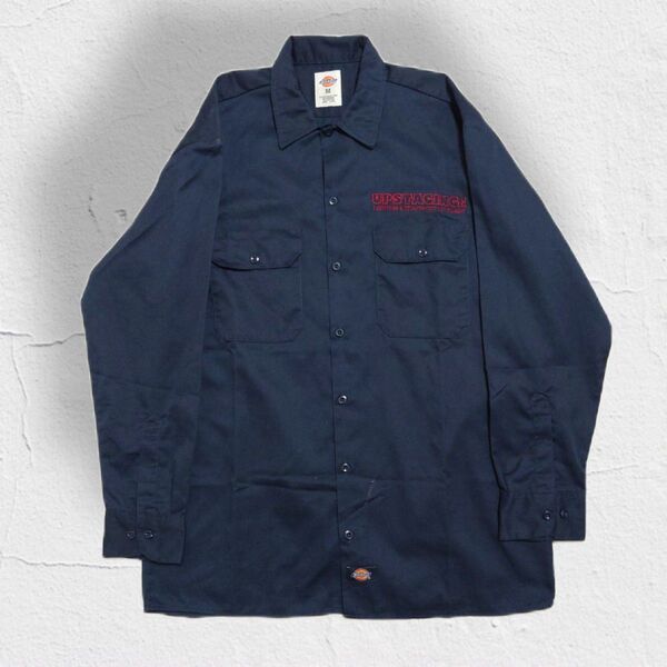 Dickies ディッキーズ ワークシャツ 企業ロゴ 長袖シャツ 古着 ネイビー