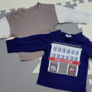 Tシャツ 長袖 長袖Tシャツ ロンT 90 働く車 無地