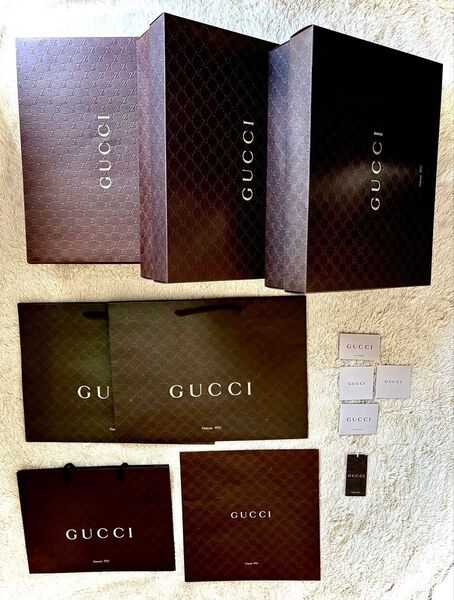 【GUCCI 】大空箱3個 ショッパー大2個 スリム小袋1個 タグ まとめ売り