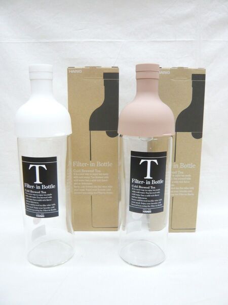 『ハリオ フィルターインボトル』ホワイト&ピンク 750ml 水だし茶 耐熱