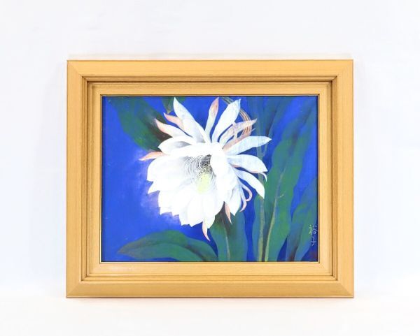 日本画 白いデコイと花 - 絵画